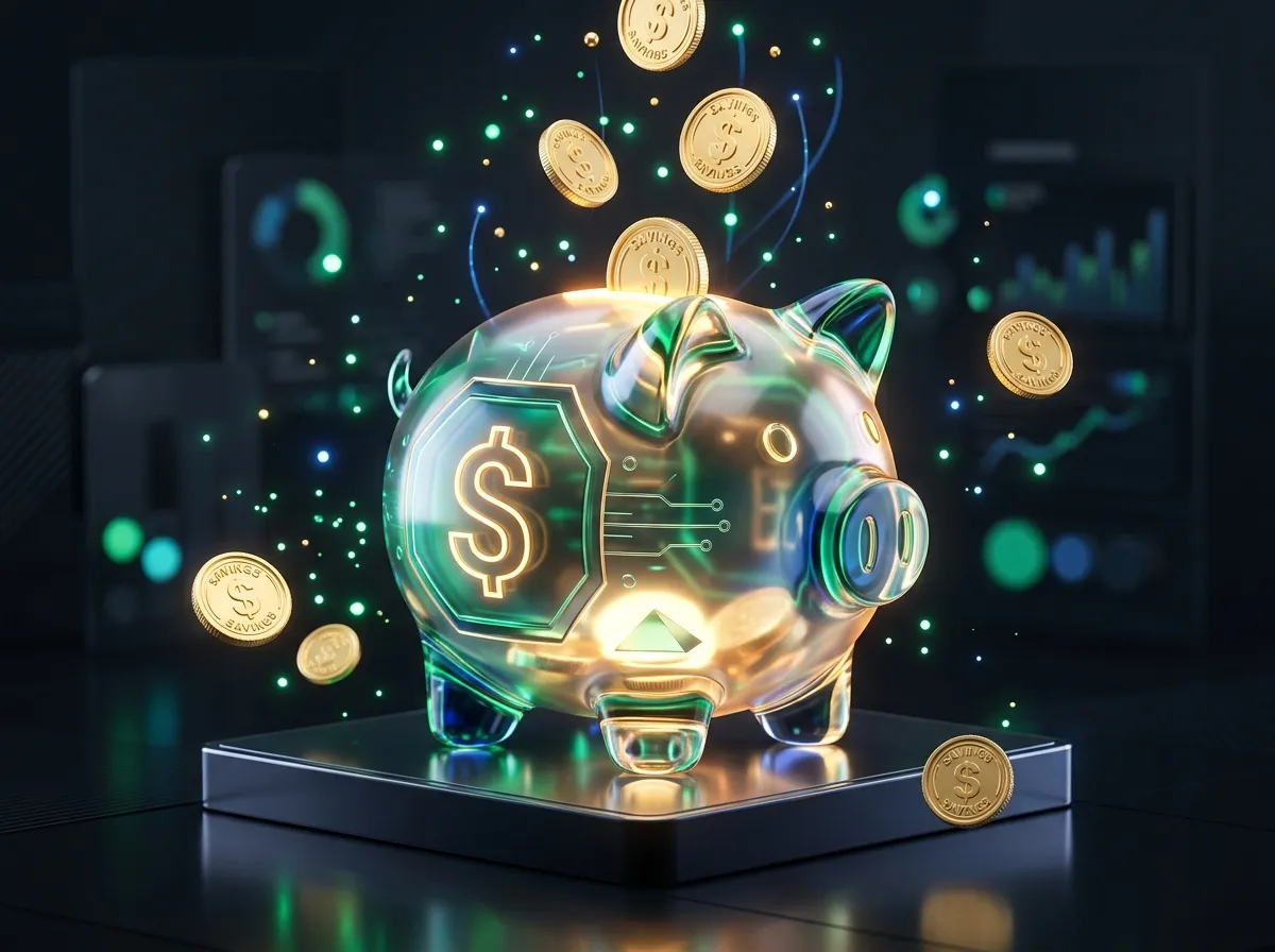 Ilustración abstracta 3D sobre ahorro y finanzas
